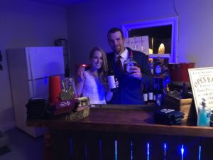 Newlyweds enjoying their mobile bar set up